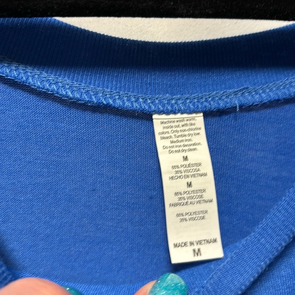 “SOAR” Black Sequined, Royal Blue, Wide Neck, Short Sleeve Dolman Shirt - Picture 2 of 5